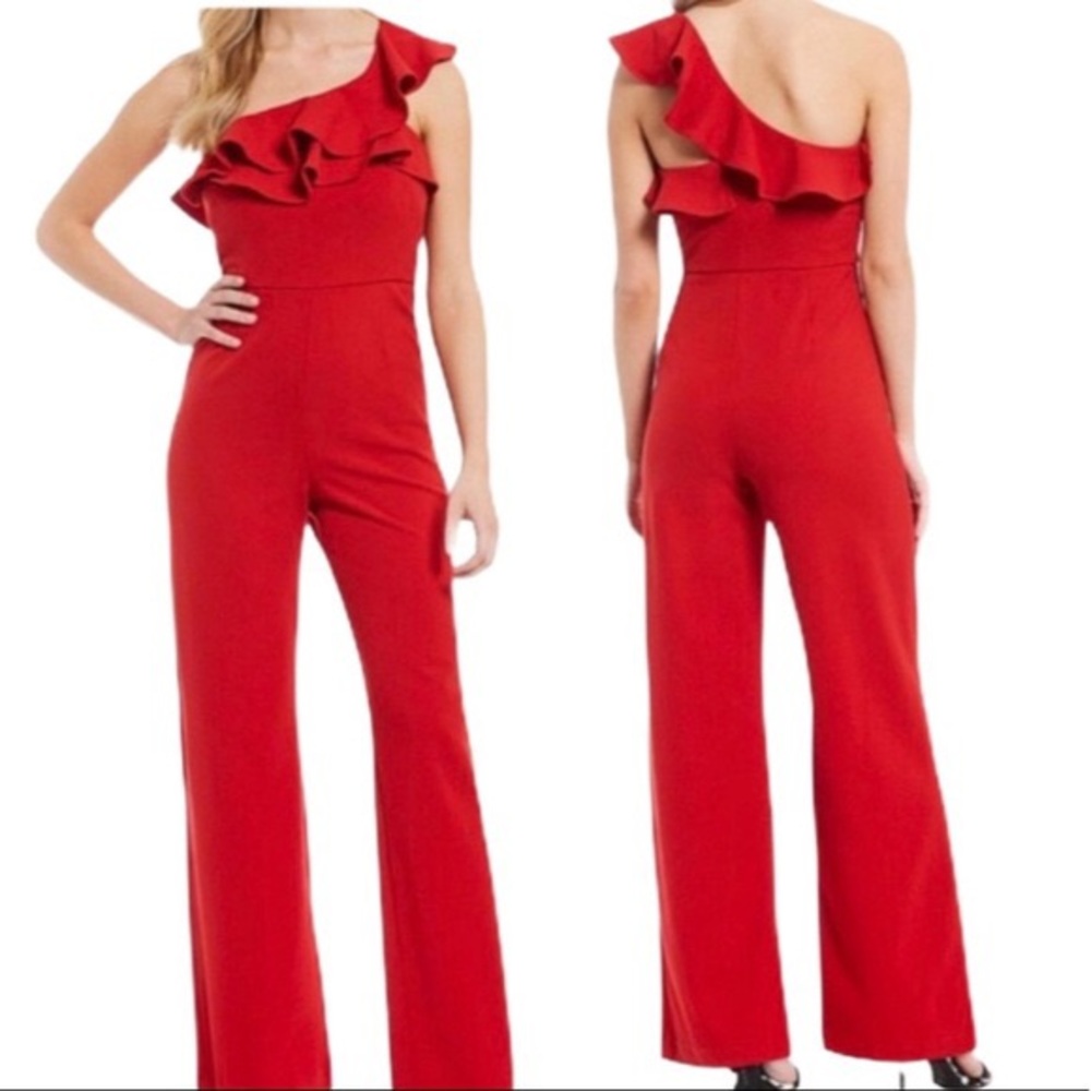 Gianni Bini One Shoulder Red Jumpsuit
